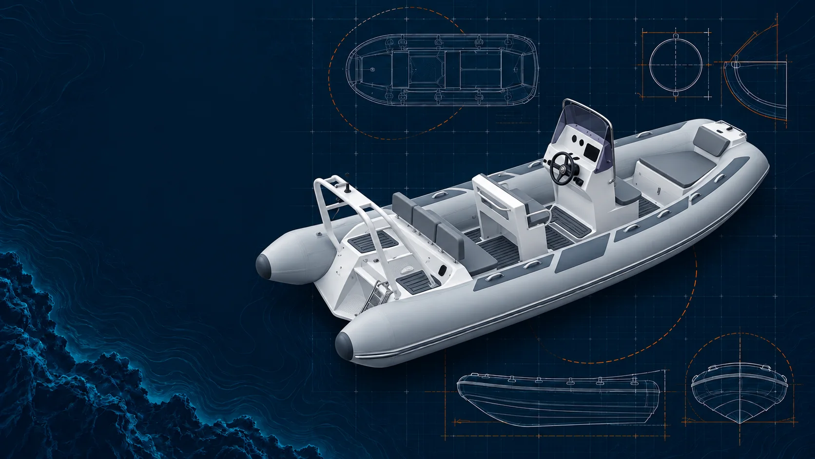 Patrol RIBs: AI-assisted configuration illustration based on Reachsea catalog family, not an exact product or factory photo