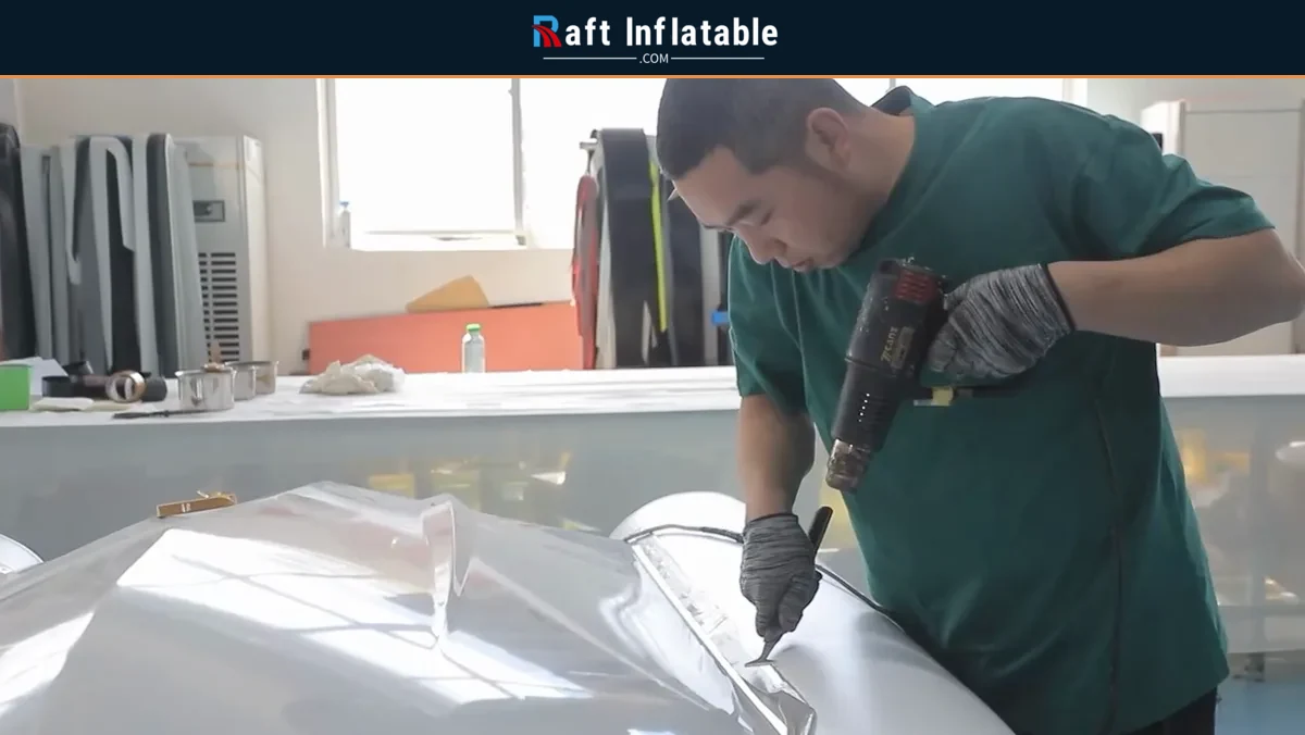 Inflatable boat tube assembly in the Reachsea workshop